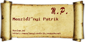 Meszlényi Patrik névjegykártya
